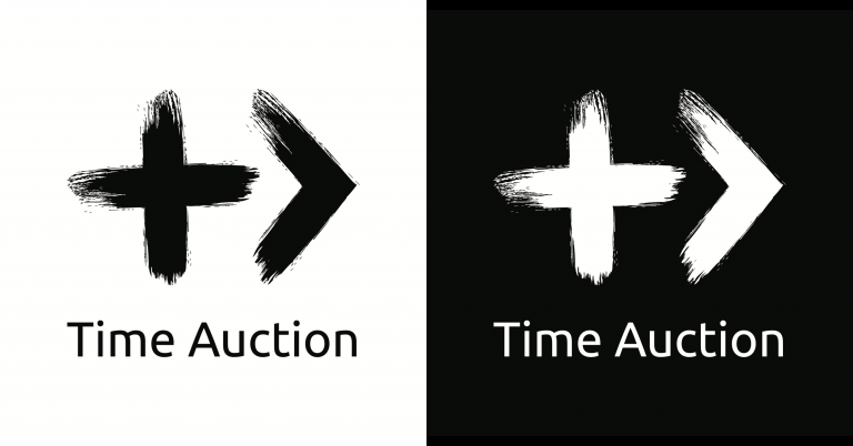 Time Auction’s New Logo: + Be Human and > Go Forward